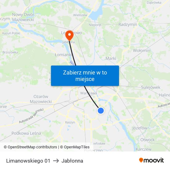 Limanowskiego 01 to Jabłonna map