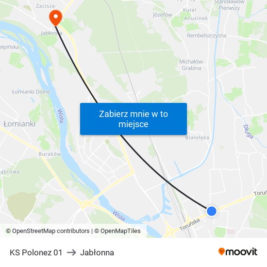 KS Polonez 01 to Jabłonna map