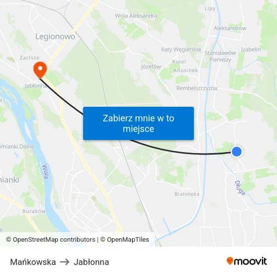 Mańkowska to Jabłonna map