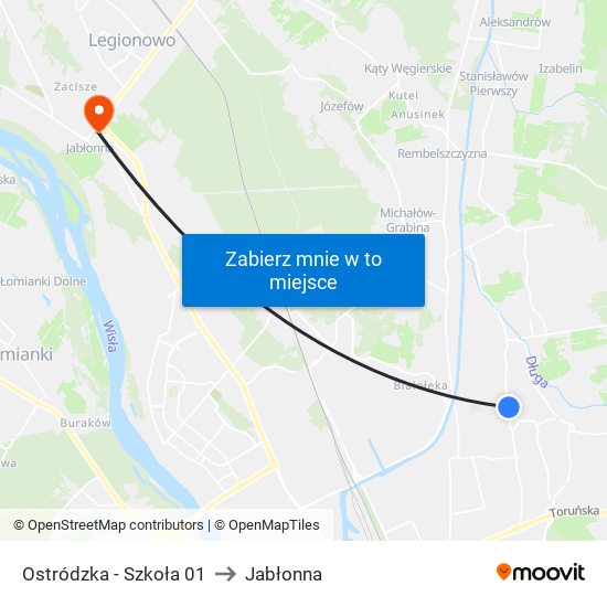 Ostródzka-Szkoła to Jabłonna map