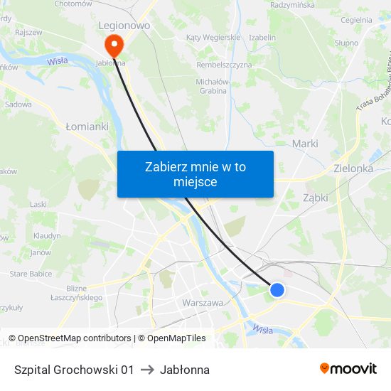 Szpital Grochowski to Jabłonna map