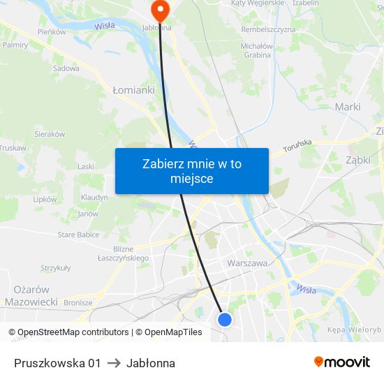 Pruszkowska 01 to Jabłonna map