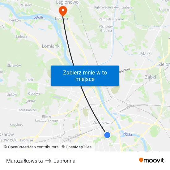 Marszałkowska to Jabłonna map