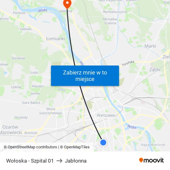 Wołoska - Szpital 01 to Jabłonna map