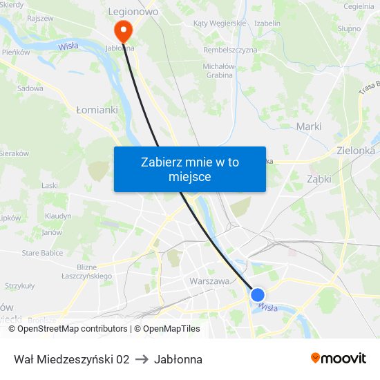 Wał Miedzeszyński to Jabłonna map