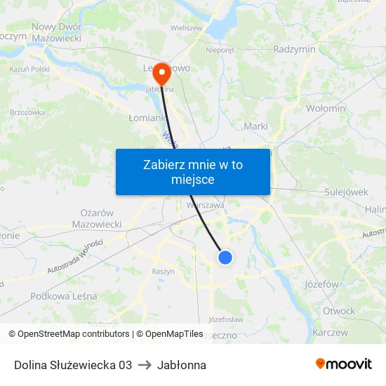 Dolina Służewiecka to Jabłonna map