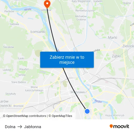 Dolna to Jabłonna map
