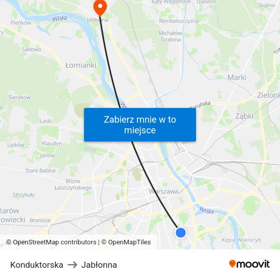 Konduktorska to Jabłonna map