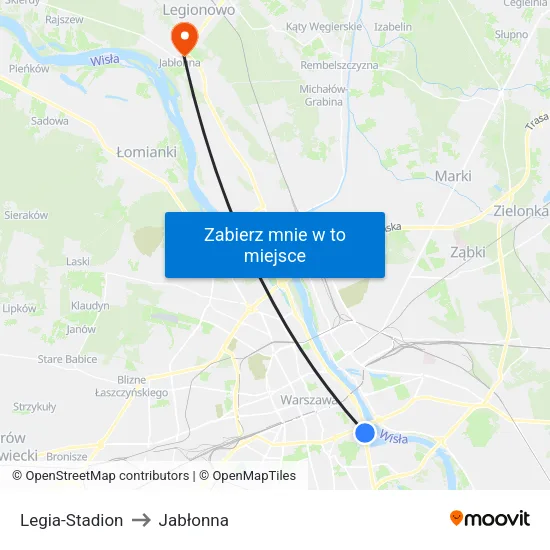 Legia - Stadion to Jabłonna map