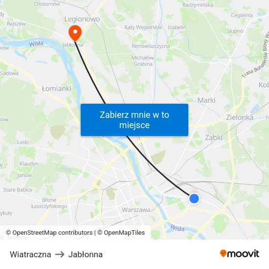 Wiatraczna to Jabłonna map