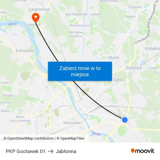 PKP Gocławek 01 to Jabłonna map