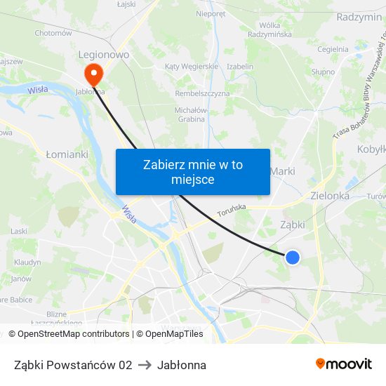 Ząbki Powstańców 02 to Jabłonna map