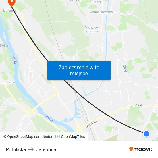 Potulicka to Jabłonna map