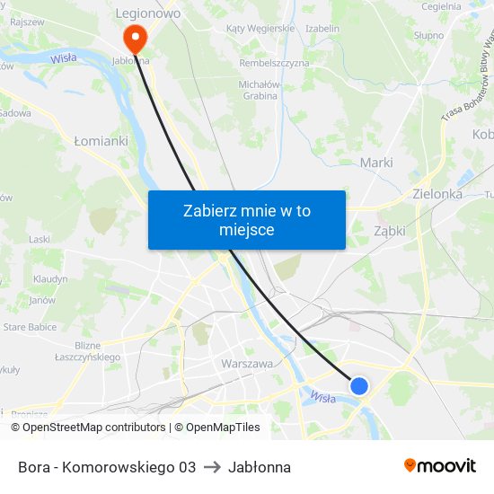 Bora - Komorowskiego 03 to Jabłonna map