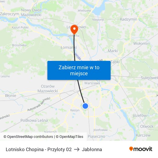 Lotnisko Chopina - Przyloty 02 to Jabłonna map