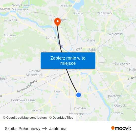 Szpital Południowy to Jabłonna map
