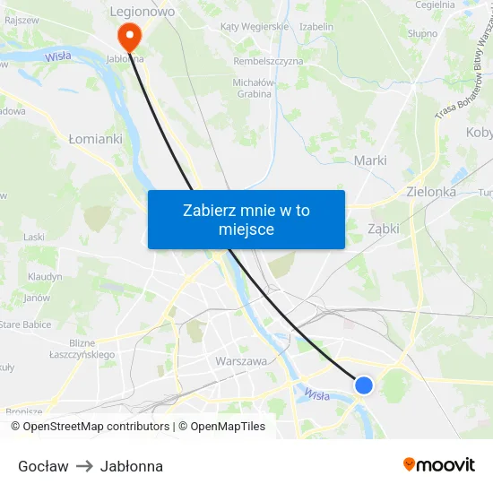 Gocław to Jabłonna map