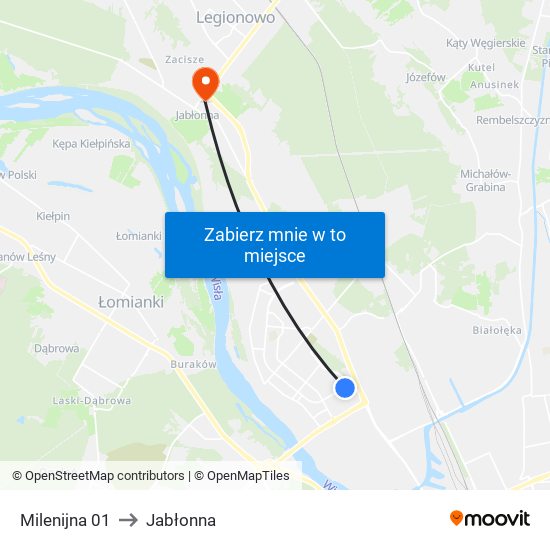 Milenijna 01 to Jabłonna map