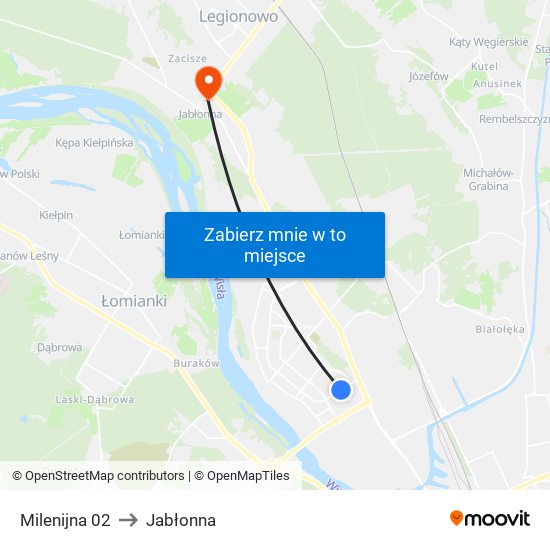 Milenijna 02 to Jabłonna map