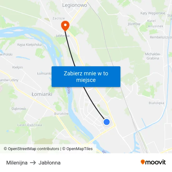Milenijna to Jabłonna map