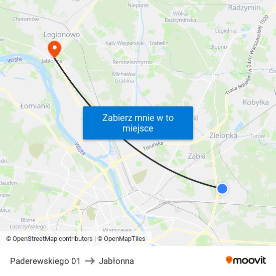 Paderewskiego 01 to Jabłonna map