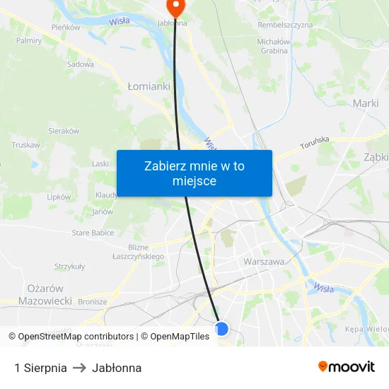 1 Sierpnia to Jabłonna map
