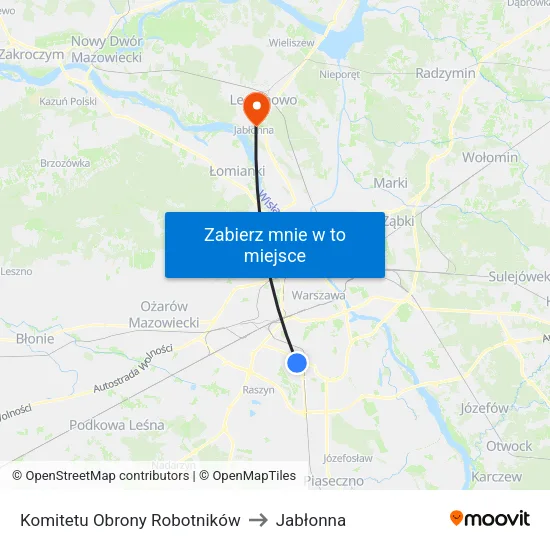 Komitetu Obrony Robotników to Jabłonna map
