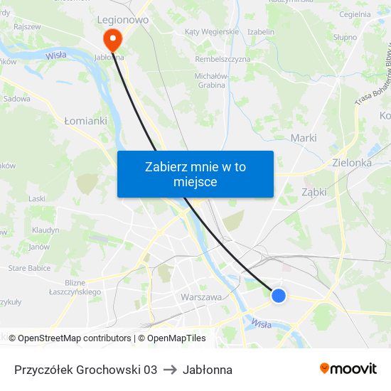 Przyczółek Grochowski to Jabłonna map