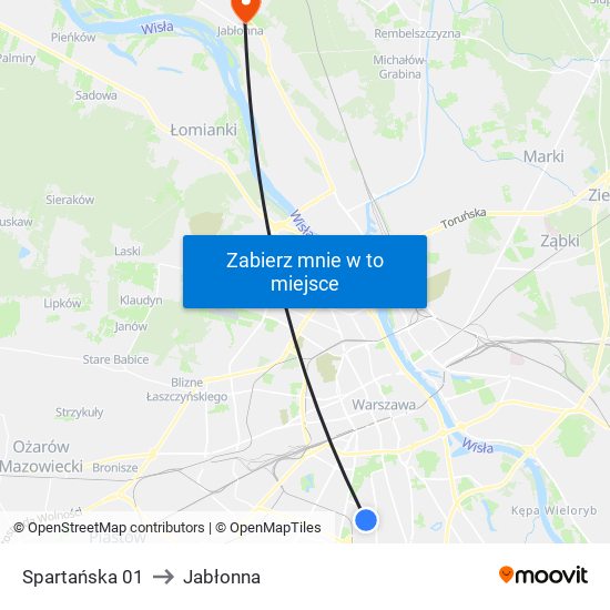 Spartańska 01 to Jabłonna map