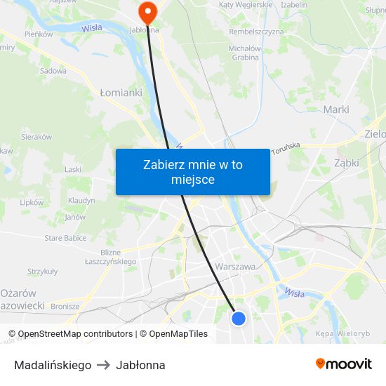 Madalińskiego to Jabłonna map