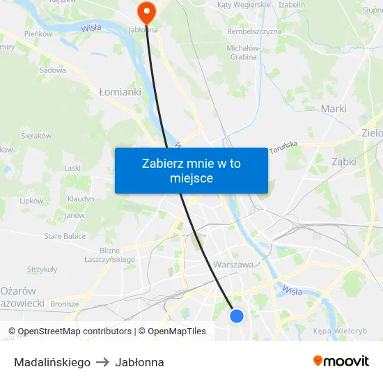 Madalińskiego to Jabłonna map