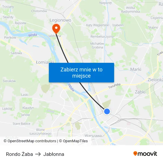 Rondo Żaba to Jabłonna map