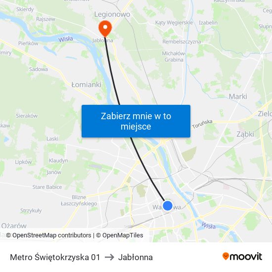 Metro Świętokrzyska 01 to Jabłonna map