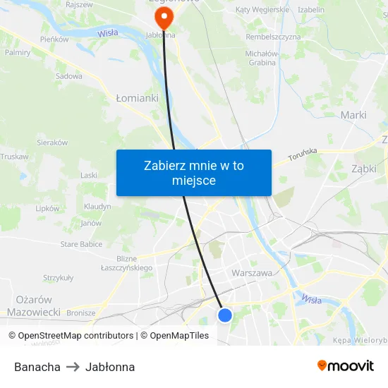 Banacha to Jabłonna map