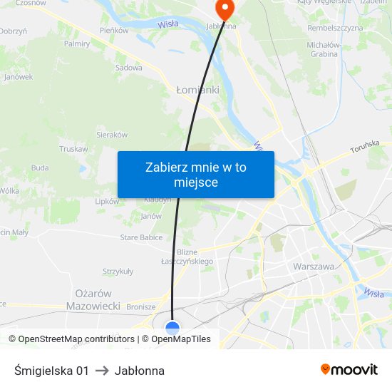 Śmigielska to Jabłonna map