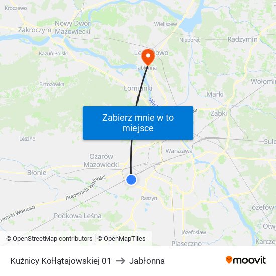 Kuźnicy Kołłątajowskiej 01 to Jabłonna map