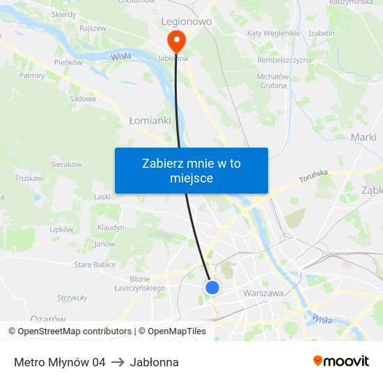 Metro Młynów to Jabłonna map