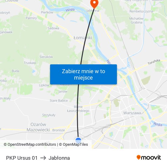 PKP Ursus 01 to Jabłonna map