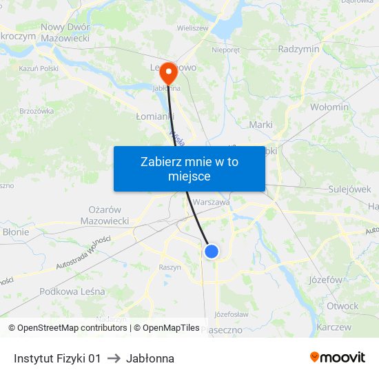 Instytut Fizyki 01 to Jabłonna map