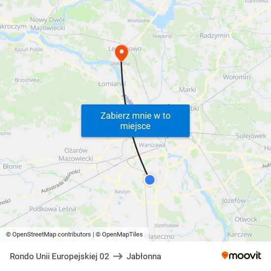 Rondo Unii Europejskiej to Jabłonna map