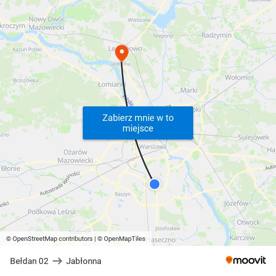 Bełdan 02 to Jabłonna map
