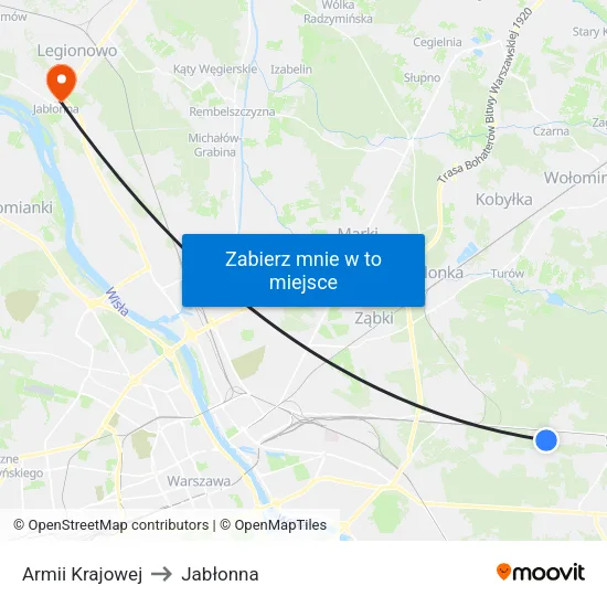 Armii Krajowej to Jabłonna map