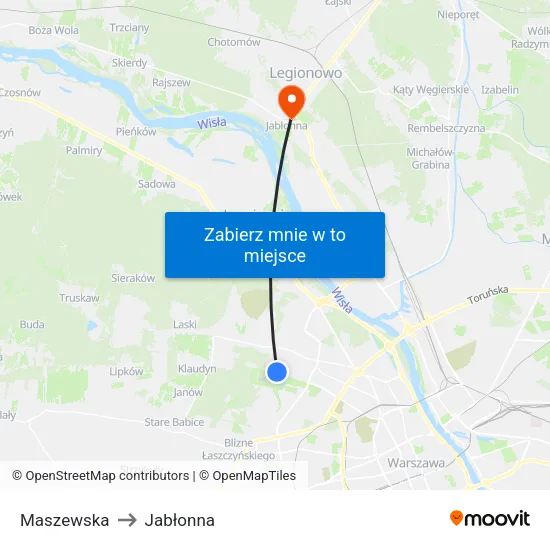 Maszewska to Jabłonna map