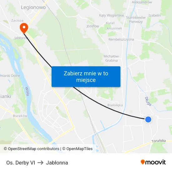 Os. Derby VI to Jabłonna map