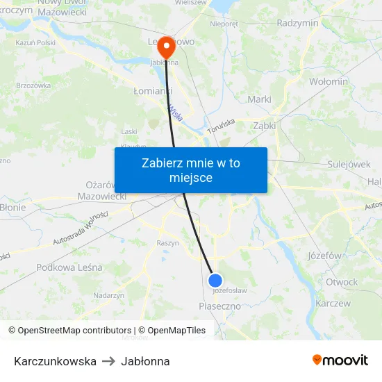 Karczunkowska to Jabłonna map