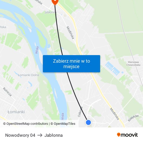 Nowodwory 04 to Jabłonna map