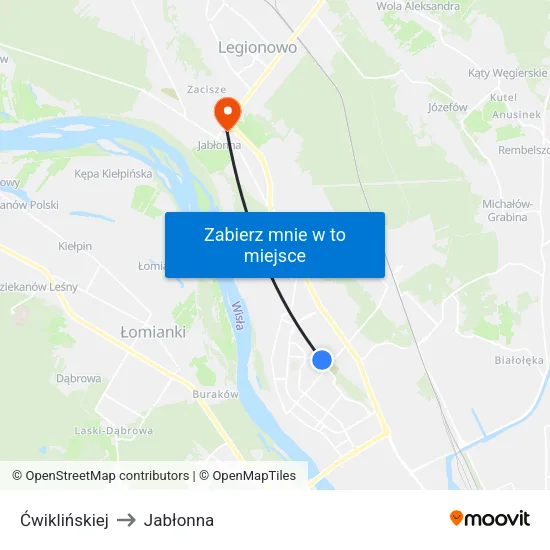 Ćwiklińskiej to Jabłonna map