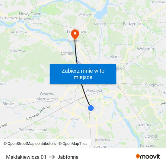 Maklakiewicza to Jabłonna map