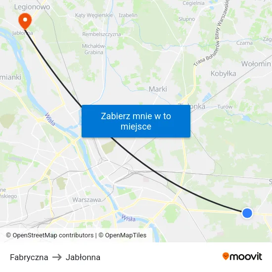 Fabryczna to Jabłonna map