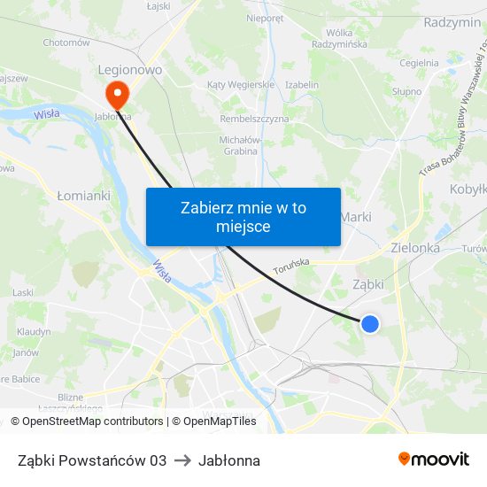 Ząbki Powstańców 03 to Jabłonna map